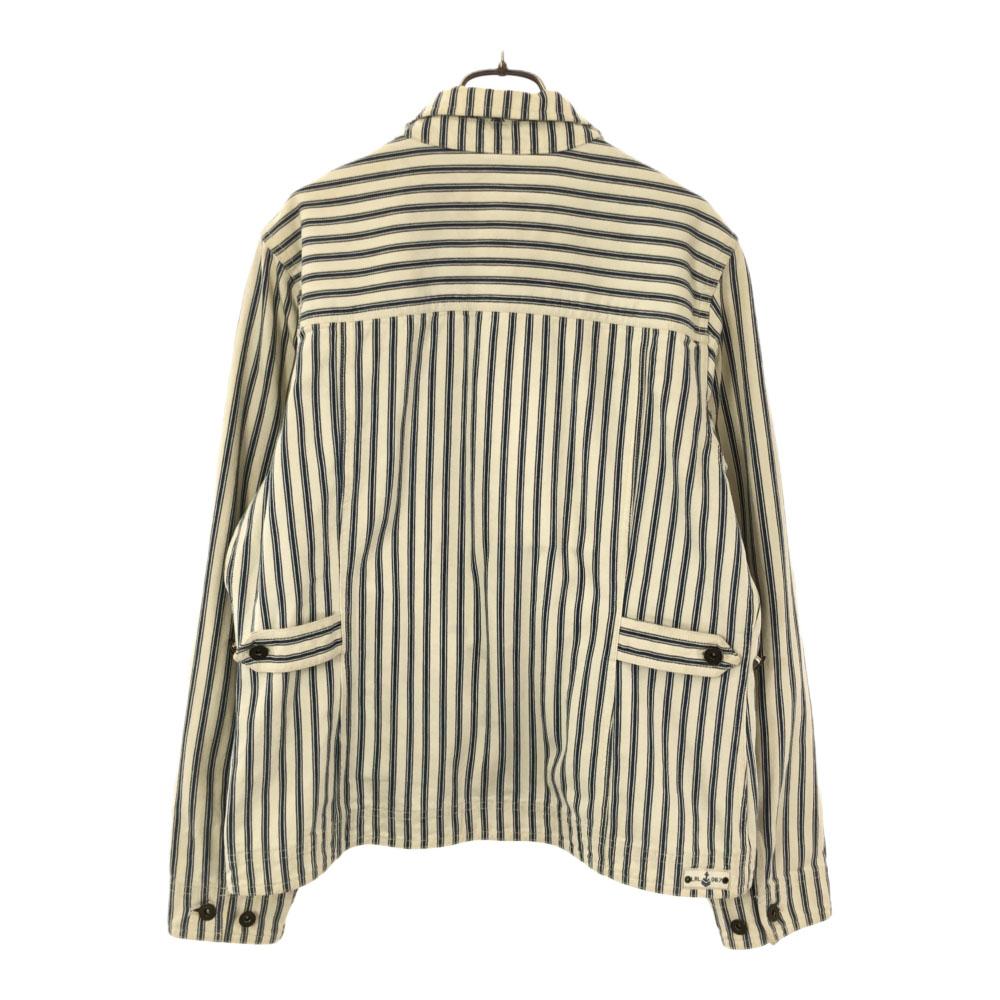 LAURENJEANSCO.RALPH LAUREN Stripe Herringbone Cotton Jacket L White Women Used