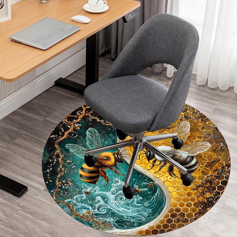 

1PC bees honeycomb Office Round Area Rug, Under Office Chairs Bedroom Living Room Home Decor, Carpet for Office -1110062 80cm by 80cm
