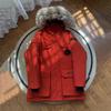 Hooded tooling down jacket women's medium and long pie overcome couple jacket thickened warm clothing winter large size goose