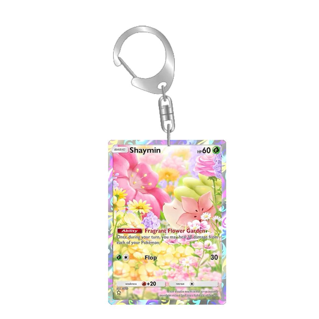 Anime Cartoons Acrylic Key Buckle for Mew Raichu Starly Braixen Skitty Eevee Evolutions Team Rocket Self-Made Card Key Ring Gift