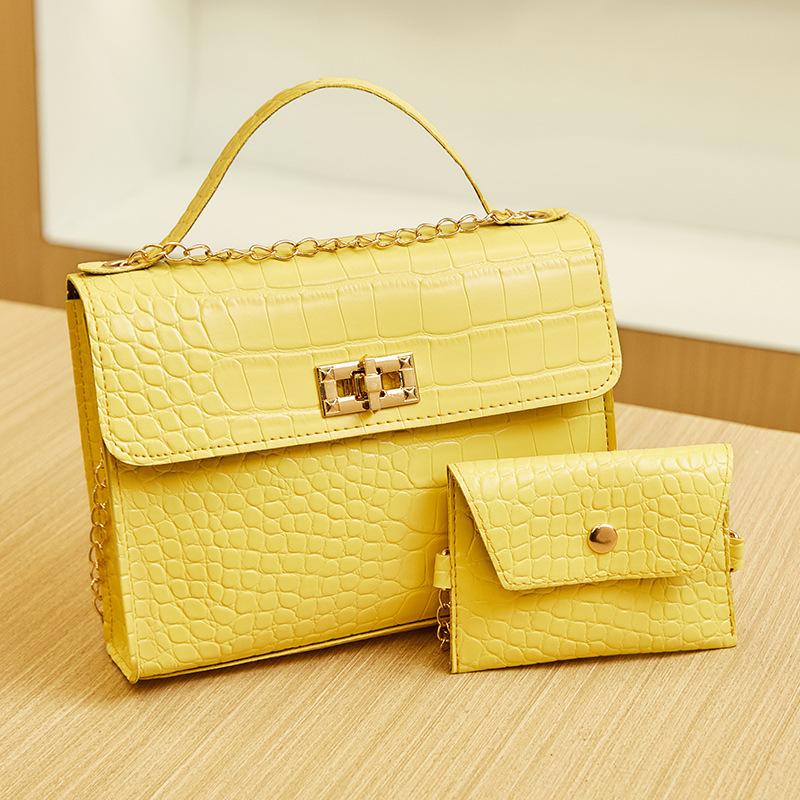 

Маленькая квадратная сумка с узором под камень, с кошельком для мелочи, модной цепочкой, сумка через плечо, портативная женская сумка, подарочная сумка от компании. жёлтый