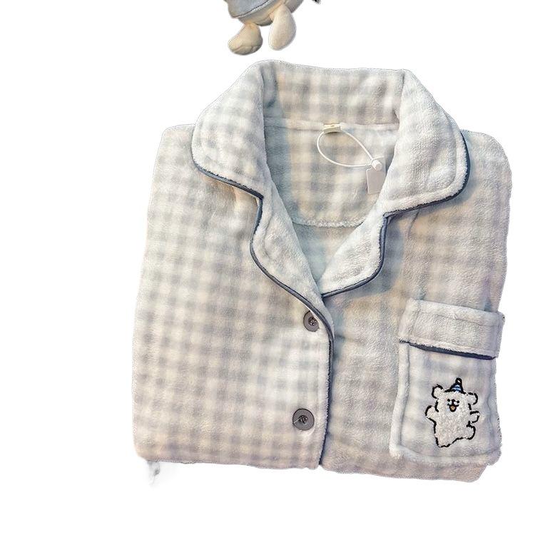 Women's Thickened Flannel Coral Fleece Pajamas - Warm Homewear Set for Autumn & Winter