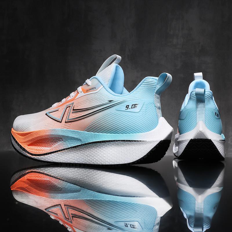 New marathon racing non-slip and wear-resistant running shoes couple popcorn carbon board cushioning rebound soft-soled sports shoes