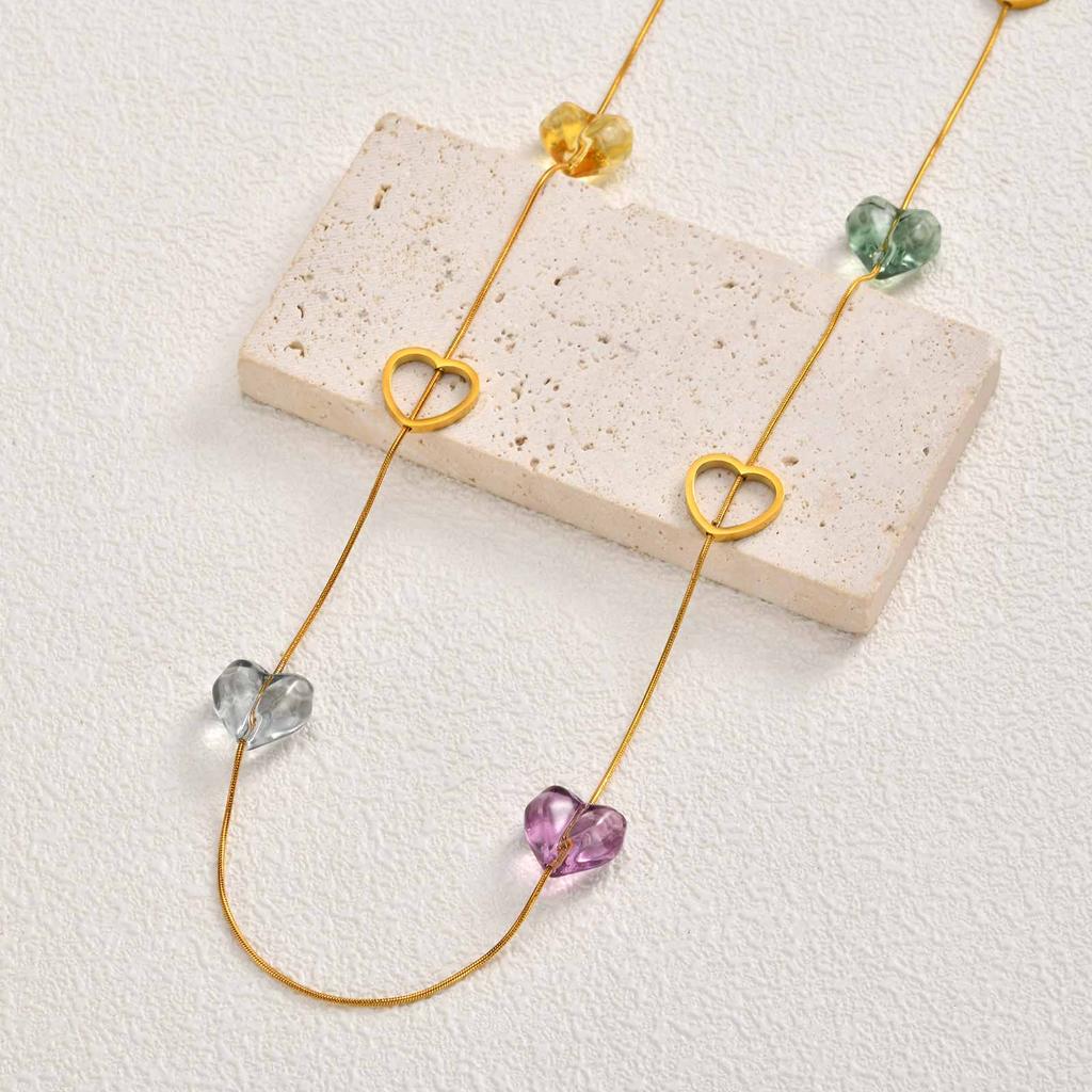 Long Pendant Stackable Necklace for Women Luxury Glass Stainless Steel Chain Necklaces Fashion Charm Wedding Banquet Jewelry
