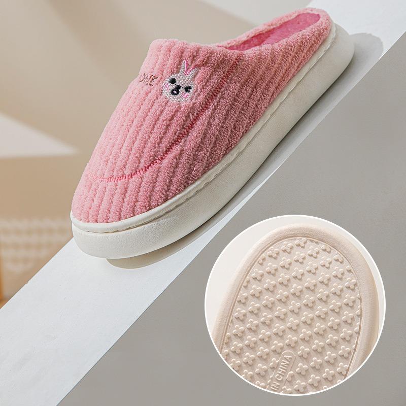 Cotton slippers women's autumn and winter couple home slippers indoor confinement shoes warm cotton shoes non-slip plush cotton drag men's winter