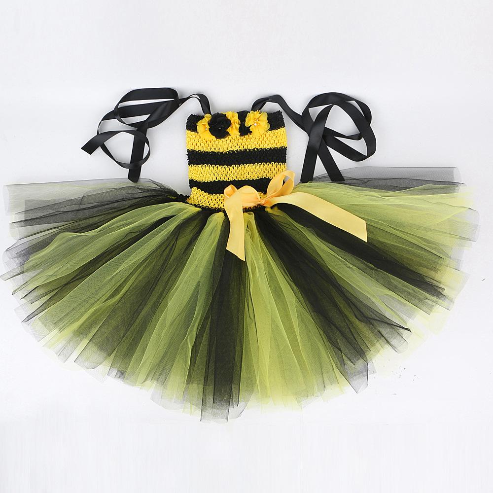 Flower Bee Girls Net Gauze Skirt Princess Skirt Dress Children's Performance Costume Set