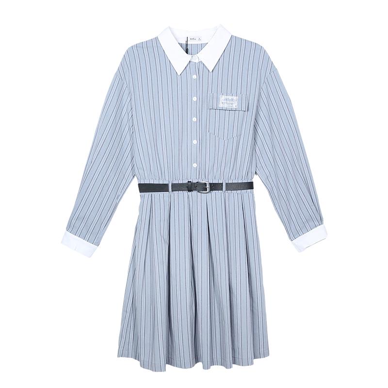 

BETU Women s 2025 Autumn Striped Jacquard Shirt Dress L