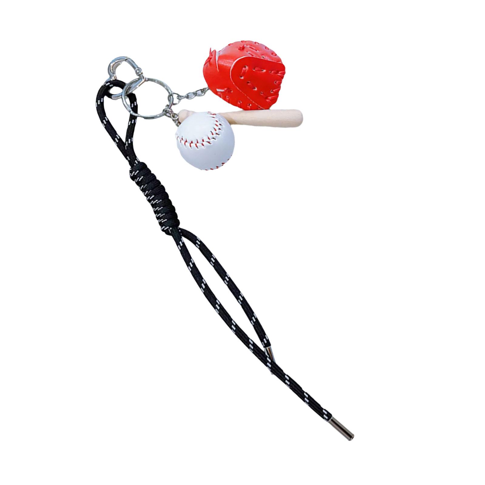 

Baseball Keyring with Wood Bat and PU Leather Glove Charm Unique Bag Pendant Handbag Charm Handmade Sports Accessory 3