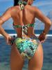 European and American new sexy printed swimsuit one-piece bikini neck strap backless swimsuit vacation beachwear