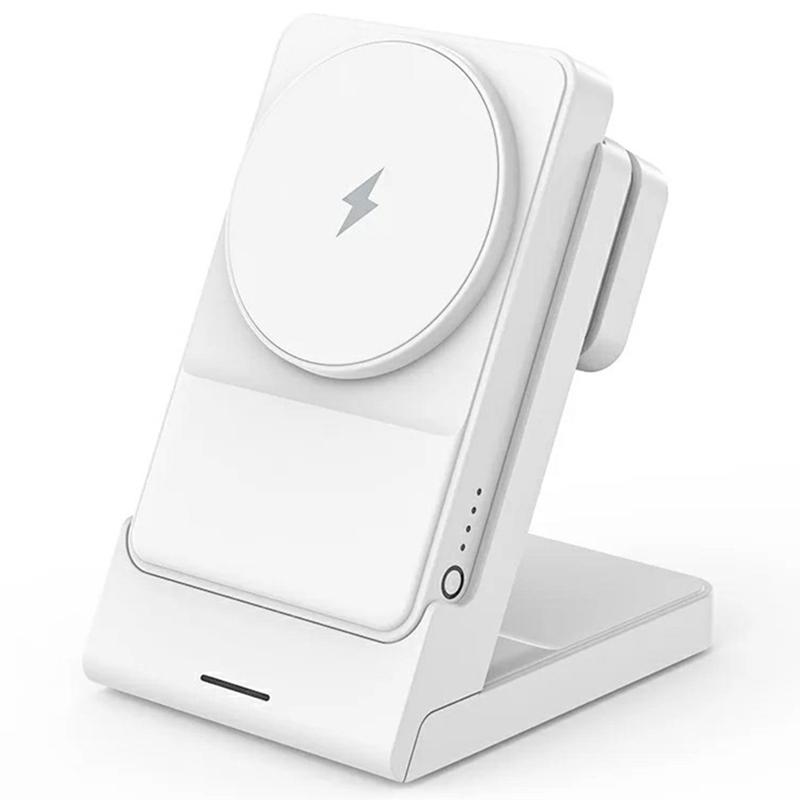 

YF-P7 Watch/Earphone/Cellphone 3-in-1 Charging Stand Detachable 15W Magnetic Wireless Charger Power Bank White+White
