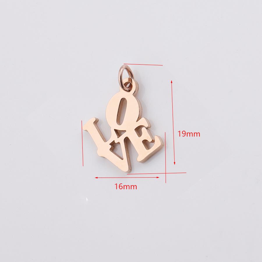 16x19mm Love Hollow English Pendant with 0.8x5mm Hanging Ring - Stainless Steel Jewelry Accessory
