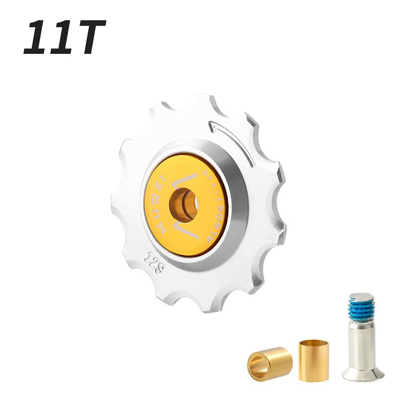 MUQZI Bike Pulley 11T 12T 13T 14T Rear Derailleur Jockey Wheel 7 8 9 10 11 12 Speed Chain Ceramic Pulley 11T Silver