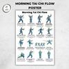 3Pcs Seated Tai Chi Practice Poster for Seniors Balance Stability Training