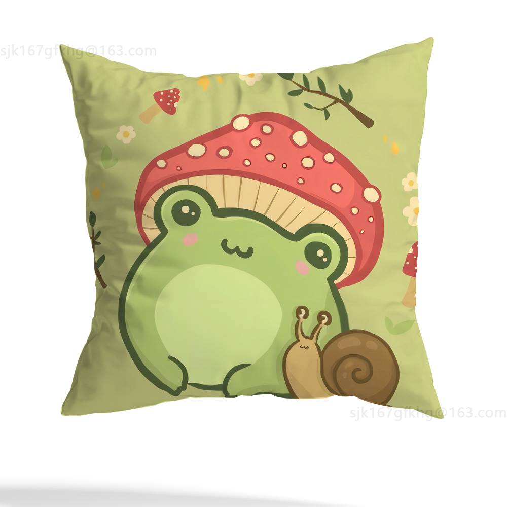 Cartoon Frog Pillow Cover Living Room Sofa Cushion Cover Bedroom Room Bed Pillow Cover Home Decoration