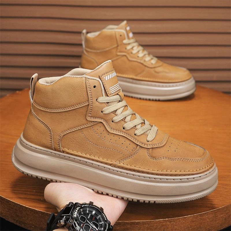 Neue Herren-High-Top-Schuhe mit dicken Sohlen, Lässige Sportschuhe mit weichen Gummi-Sohlenplatten