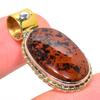 Natural Mahogany Obsidian Two Tone 925 Solid Sterling Silver Pendant 1.25'' c8F24