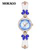 Montre à quartz pour femme MOKAGO irisée nacre avec bracelet en alliage perlé, étanche 30M.