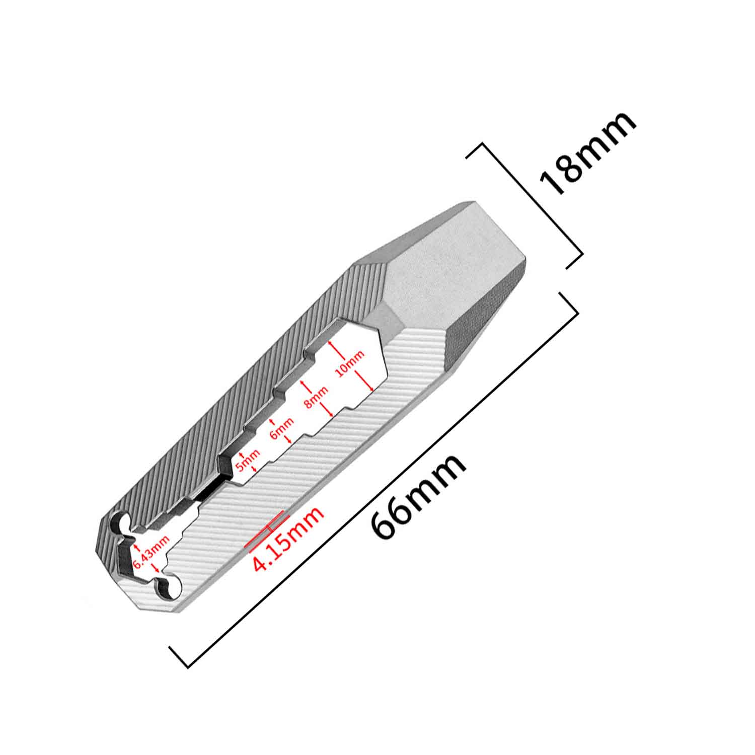 66/100mm TC4 Titanium Alloy Crowbar Multi-functional Adjustable Wrench Portable Keychain Pocket Tool Hanger Pry Bar EDC Tool