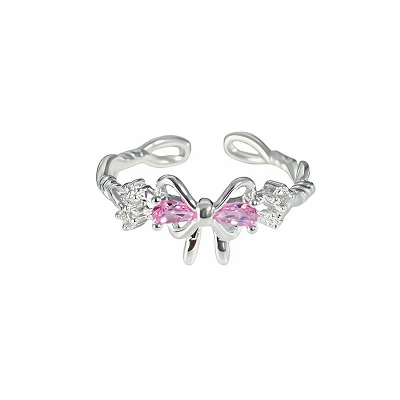 Color Treasure Purple Diamond Zircon Super Fairy Butterfly Open Ring Femininity Niche Design Pink Diamond High-End Ring