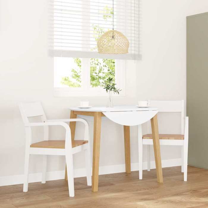 VidaXL Chaises à manger 2 pcs blanc bois massif caoutchouc, chaise à dîner, chaise, chaise de salon, chaises à dîner, chaise 4102512
