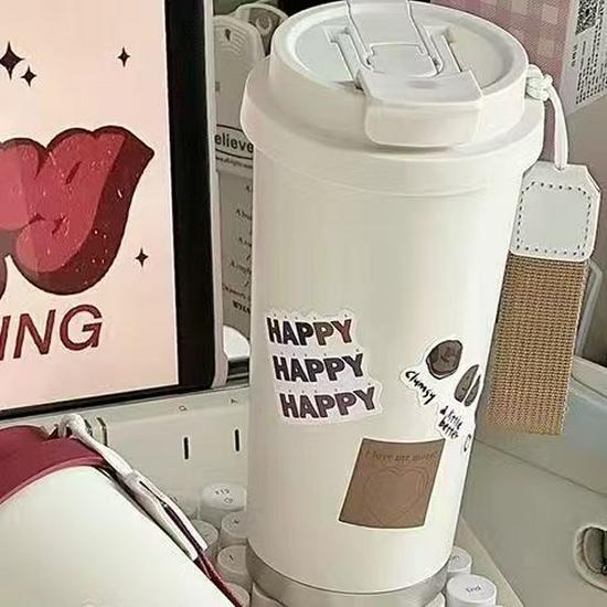 2025 316 Izolovaný hrnek na kávu pro ženy: Elegantní cestovní hrnek s dvojitou stěnou a designem konvalinek