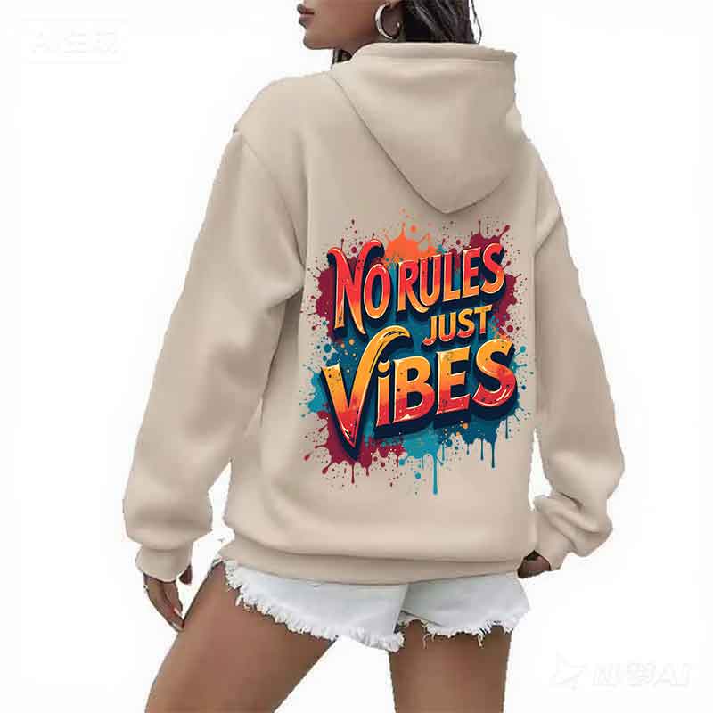 Colorful Letter Print Women'S Hoodie Spring Autumn Street Casual Fashion Shoulder Sleeves Top Versatile Trend Y2K Clothing