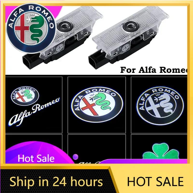 Car Stickers For Alfa Romeo 2pcs FOR Alfa Romeo LED Car Door Welcome Light Logo Projector Giulia Giulietta Mito Stelvio Brera 14
