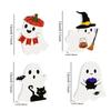 4pcs Halloween White Ghost Miniature Table Signs Ghost Decoration Desktop Ornament Cute Ghost Ornament for Living Room Fireplace