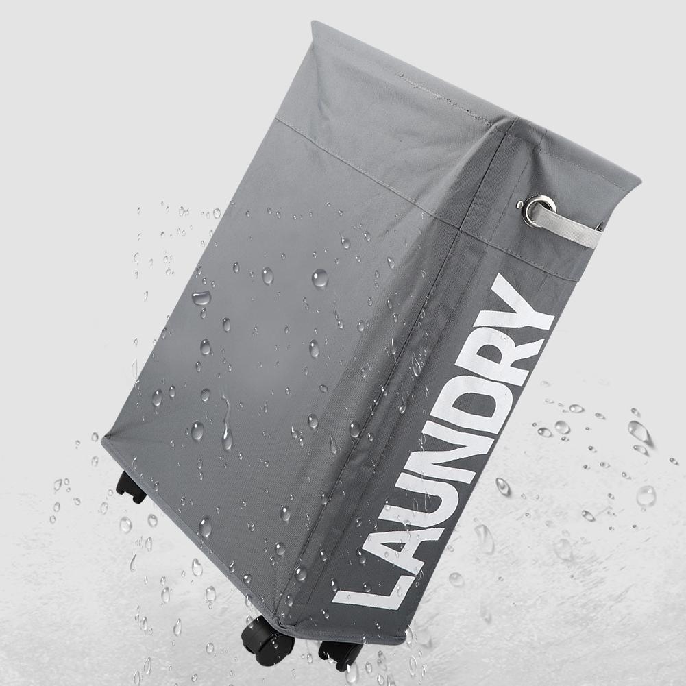 Foldable Laundry Basket Waterproof Dirty Clothes Organizer Storage Bag with Wheels