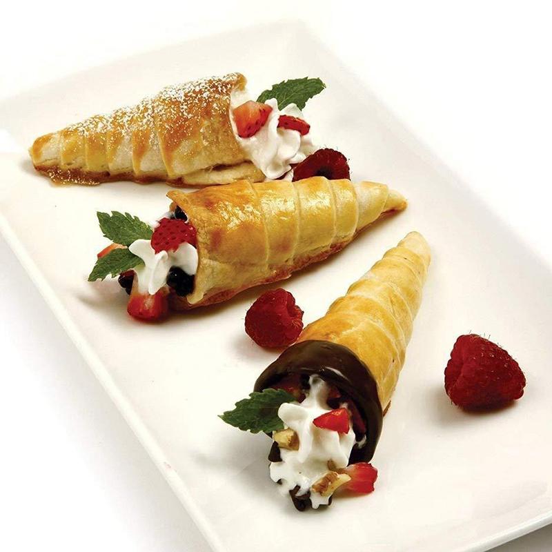 1Set Stainless Steel Cannoli Form Tubes Cream Roll Mold Diagonal Shaped Free Standing Cone Flower Mounted Mouth Cleaning Brush