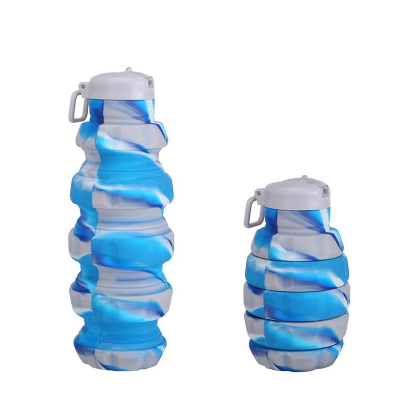 Portable Silicone Retractable Grenade Water Bottle 500ML Collapsible Sports Water Bottle Foldable Reuseable Drinking Cup Travel