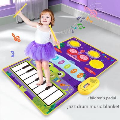 Musikdecke für Jazztrommel und Klaviertasten für Kinder – wasserdichtes Früherziehungsspielzeug mit Trommelstöcken und Fußpedal