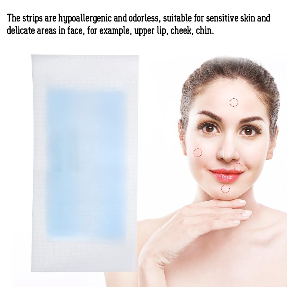 10 Pezzi Carta Depilatoria Gambe Corpo Viso Strisce Depilatorie a Cera(blu)