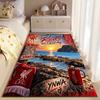 Sports Area Rug, Liverpool FC Good Morning Reds Coastal Sunrise YNWA Scarf Mug Sign Print, Fan Decor, Non-Slip Mat