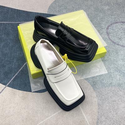 Spring And Summer Retro British Style Small Leather Shoes Muffin Platform Loafers Women'S Square Head Single Shoes