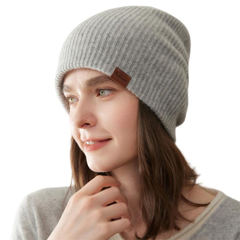 Women's 100% Pure Cashmere Knitted Hat – Fashionable, Versatile, and Warm