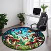 1pc Mushroom Butterfly Office Round Area Rug, Indoor Mat Suitable ForOffice, Under Office Chairs Bedroom Living Room Home Decor, D136