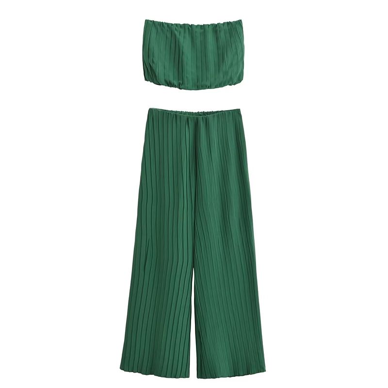 

Kaslead New Arrival Women s Clothing Fashion Style Fashion Silm Tube Top Ruched Suit 0264459 0264453 Green M