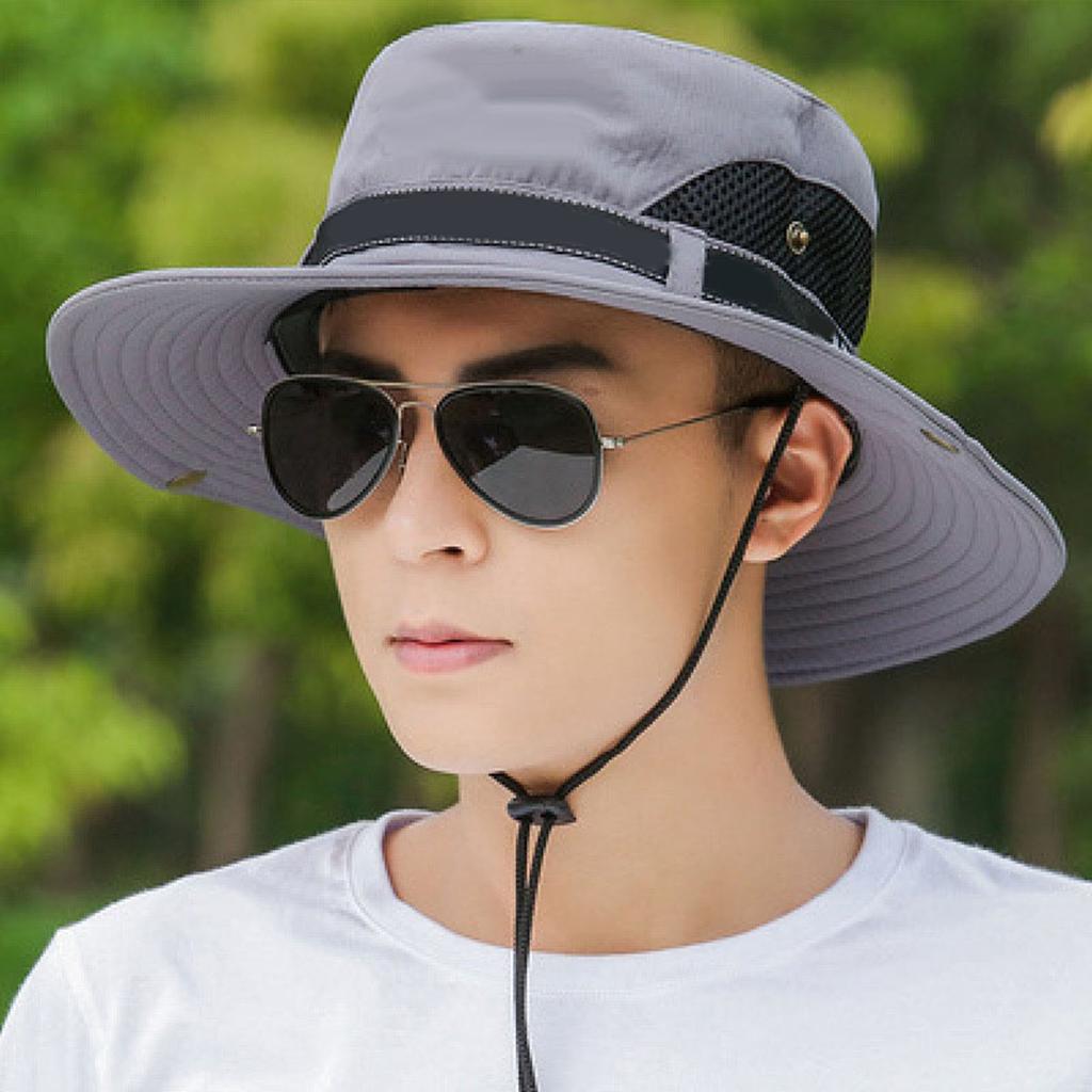 Men s Fisherman Hat   Outdoor Fishing Sunscreen Face Cover UV   Big Brim