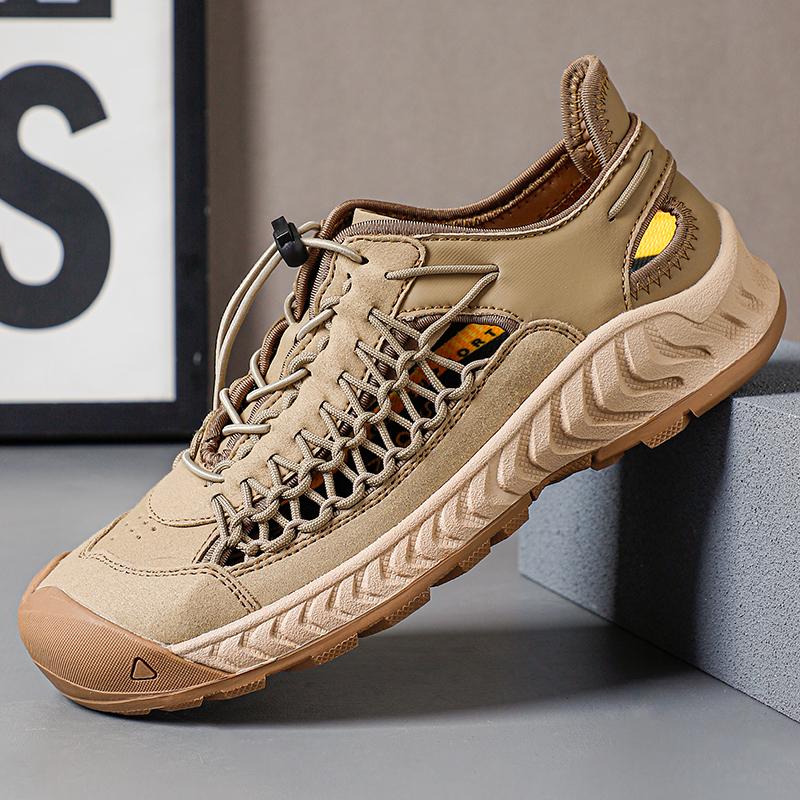 Fashion Fashion Summer Men Sandals Comfort Leather Men Casual Shoes Outdoor Men Leather Sandal Quality Beach Hand Woven Hollow Out Shoes