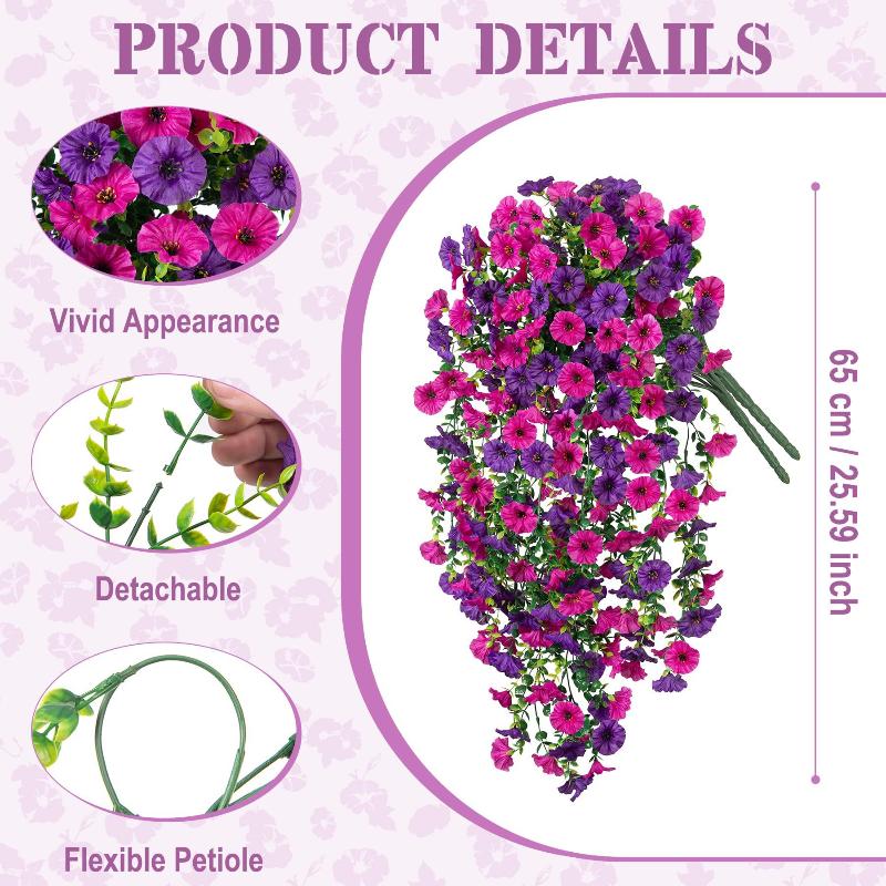 Artificial Morning Glory Silk Flower Vine Hanging Garland Fake Flower String For Home Wedding Outdoor Wall Garden Decor