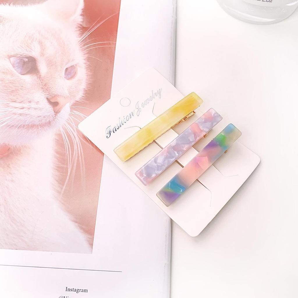 Bofeiya 3-Pack Colored Acetate Hairpins: Japanese & Korean Style Simple Bangs & Side Clips