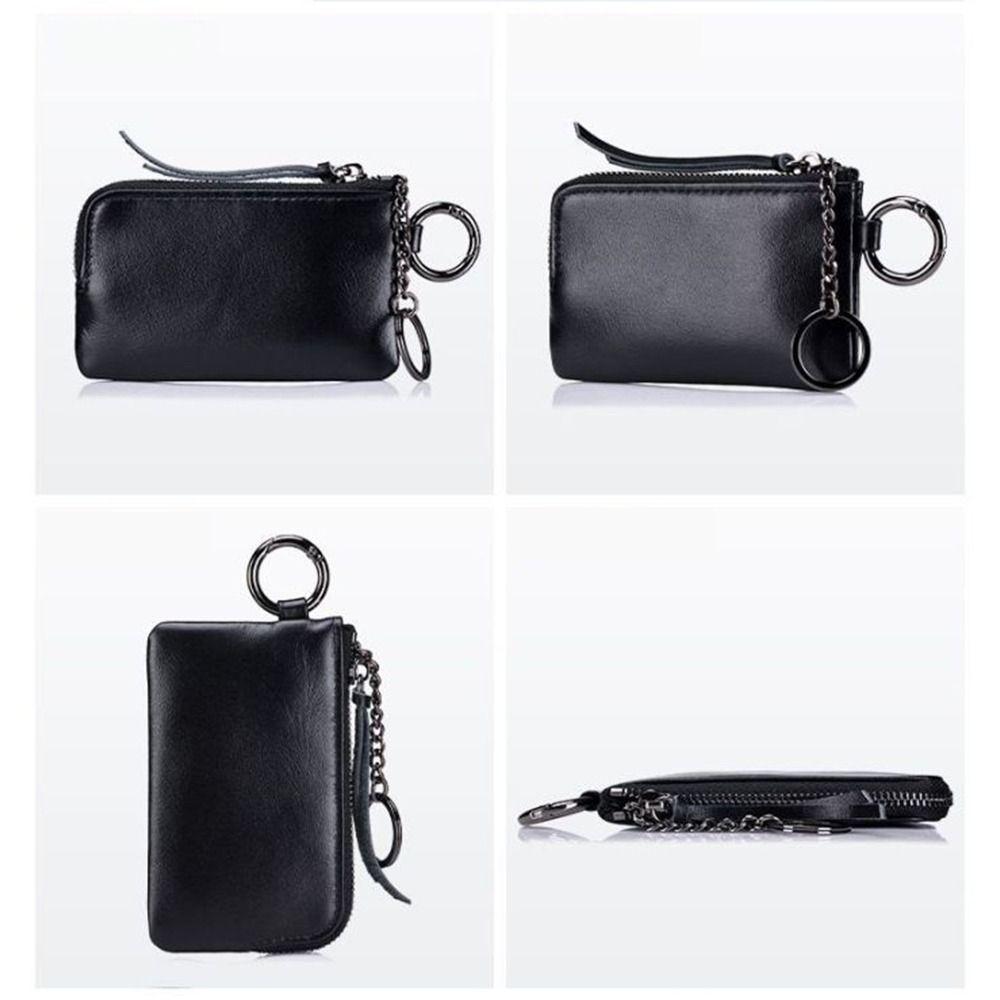Soft Leather Small Wallet Large capacity Bus Card Key Bag Business Card Portable Coin Purse Leather Zipper Driver's License Bag
