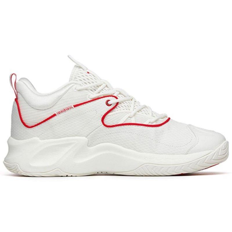 Anta Kongyu 3 Men Low Top Basketball Shoes White Red 112211608-4