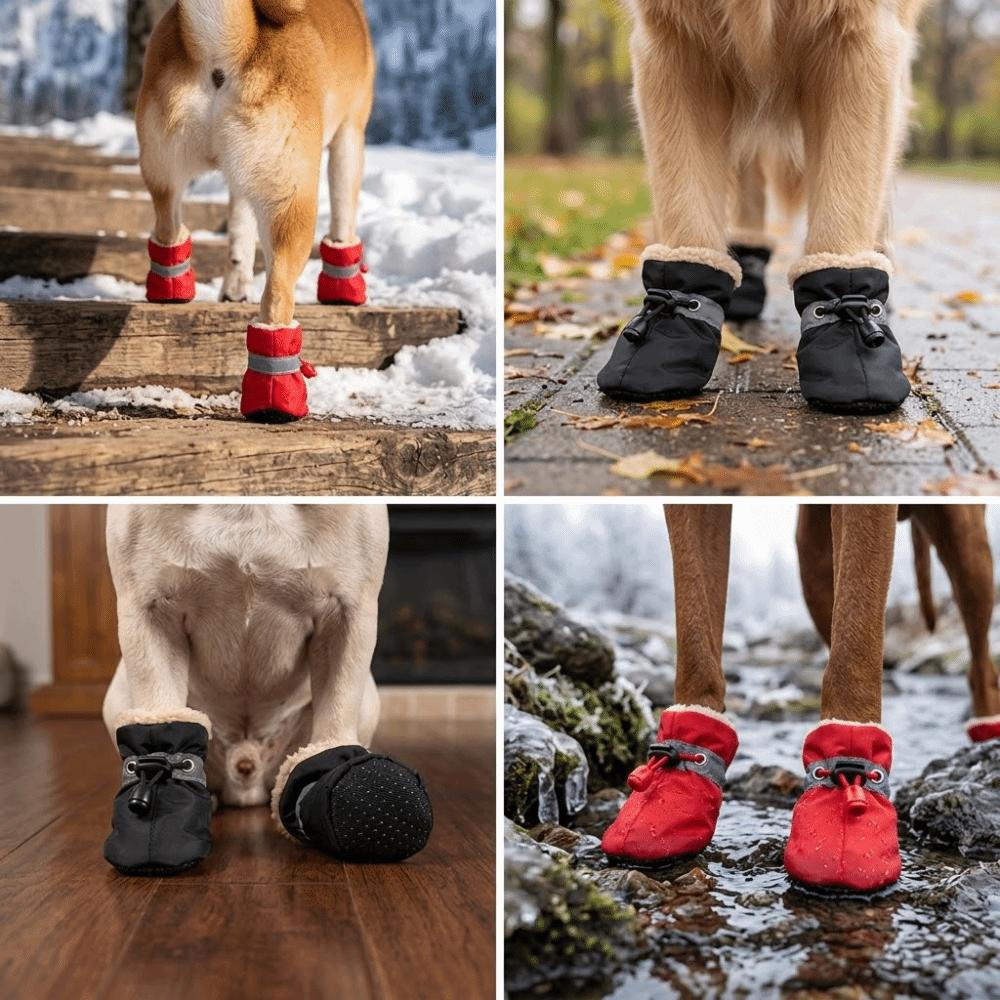 

4Pcs Breathable Dog Shoes Lightweight Small Dog Shoes Comfortable Paw Protectors Daily Walking Red Dog Boots #4