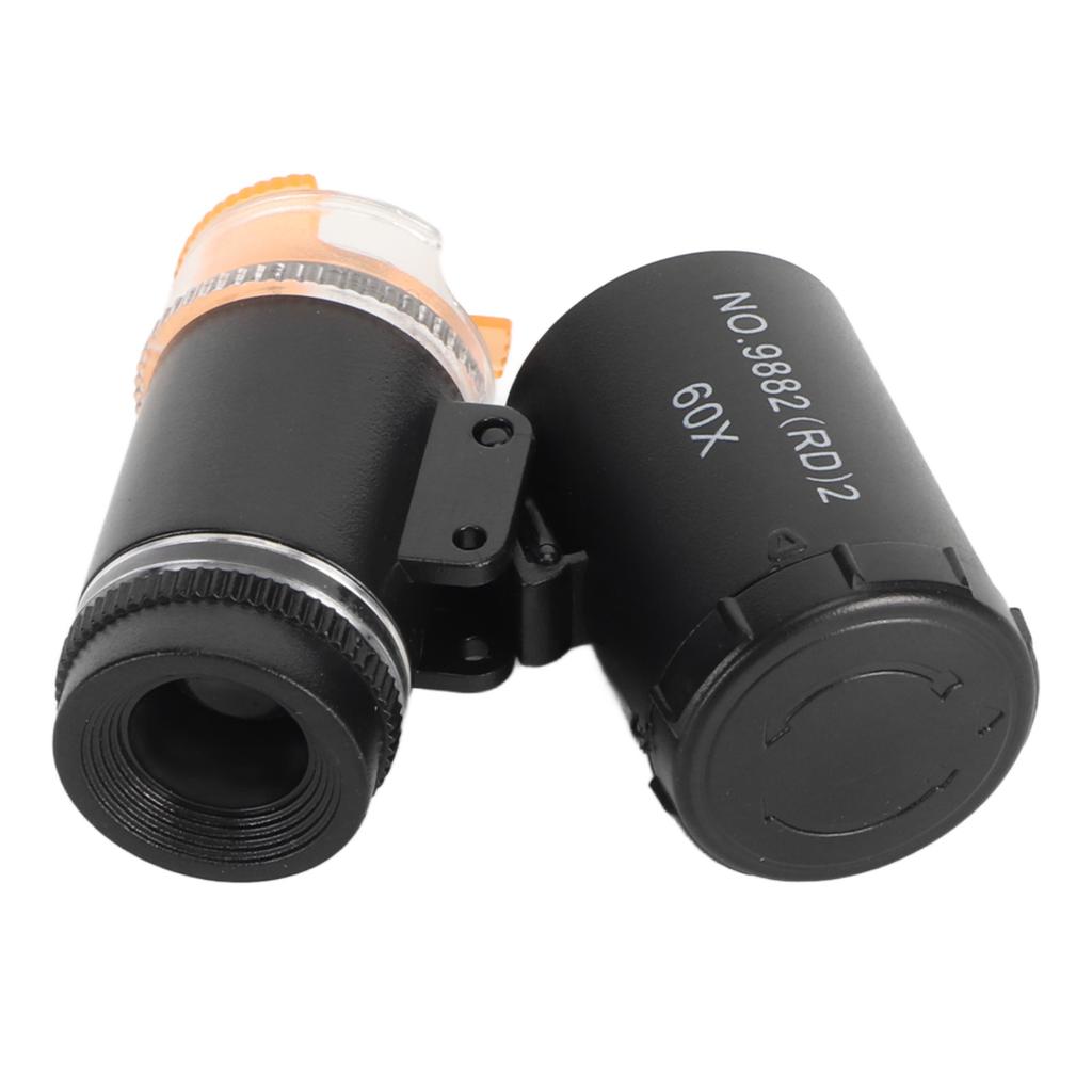 Mini 60X LED Microscope with UV Currency Detector Adjustable Light Angle Pocket Microscope Magnifier for Jewelry