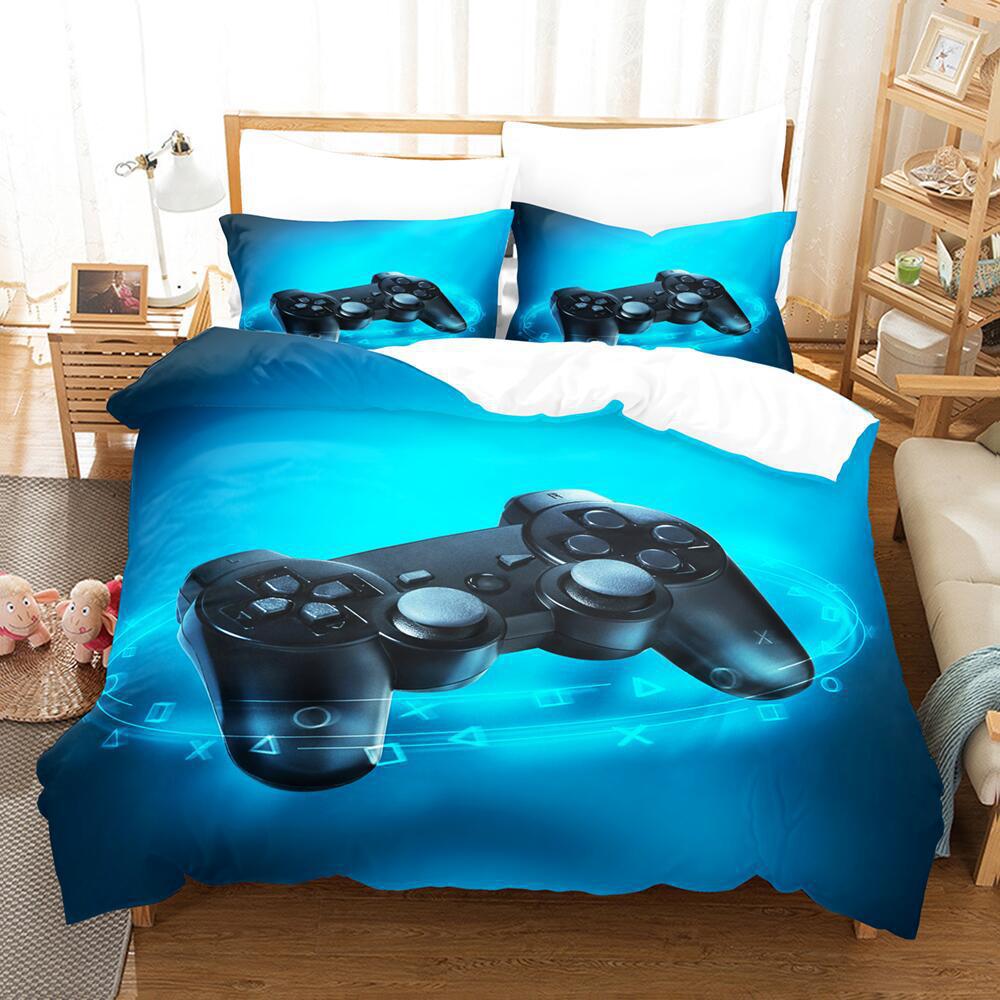 Cartoon Animation Digital Printing Keyboard Gamepad Bedding Three-Piece Microfiber Polyester Cotton Duvet