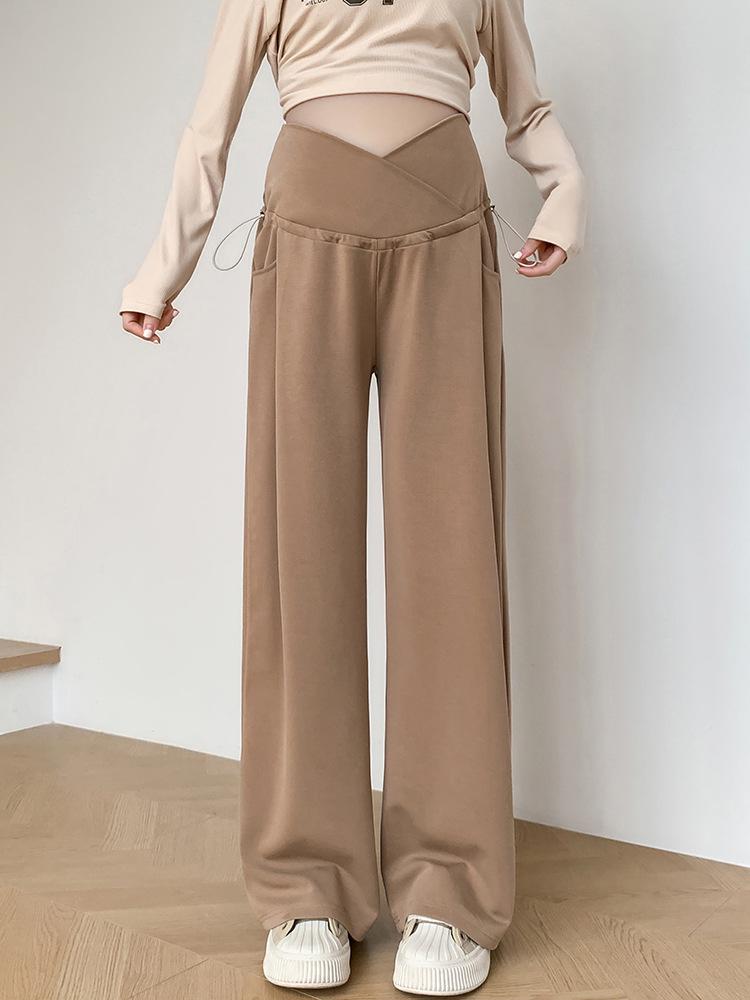 

Trendy Maternity Wide-Leg Pants: Spring/Autumn Style for Early Pregnancy 2XL хаки