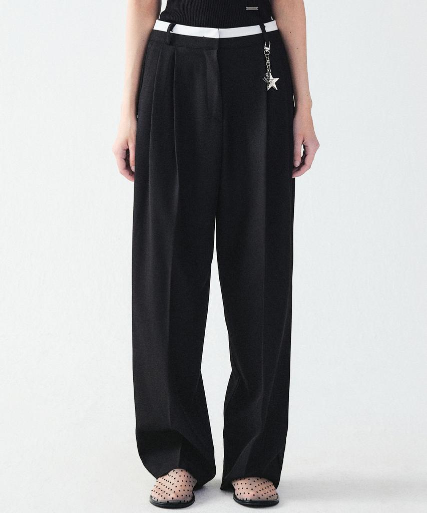 Nigaennikol Double Waistband Slacks_Black