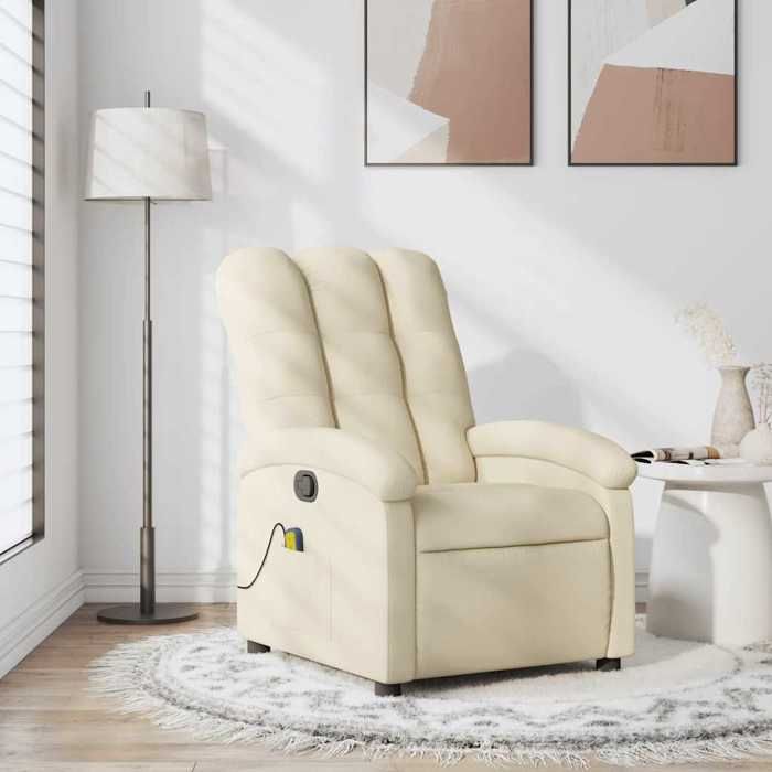 VidaXL Fauteuil de massage inclinable Crème Tissu 371748